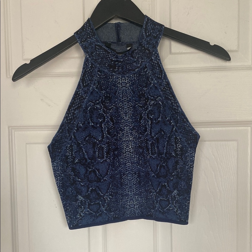 Blue Snake Print Halter Top